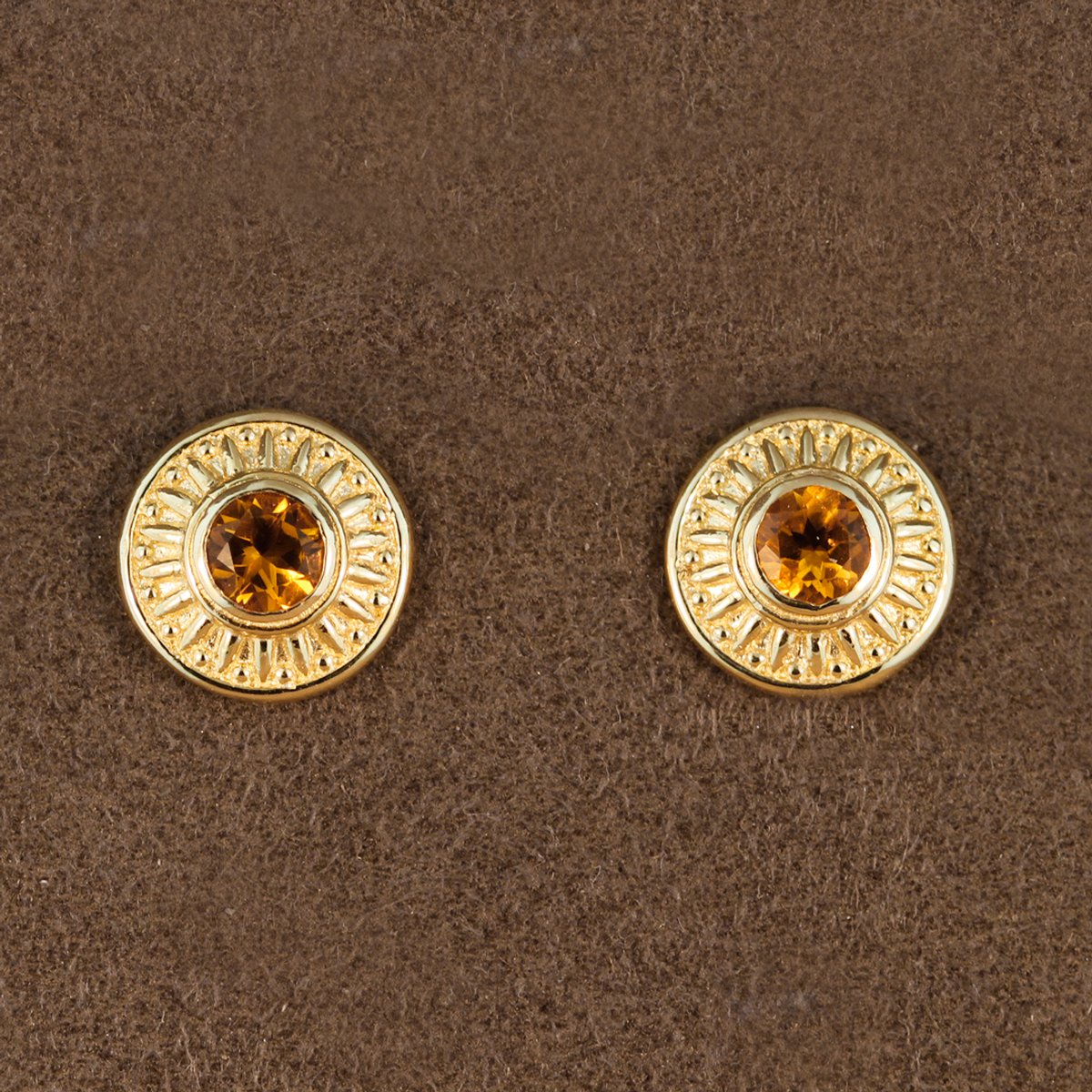 14k Gold and Citrine Dharma Studs 