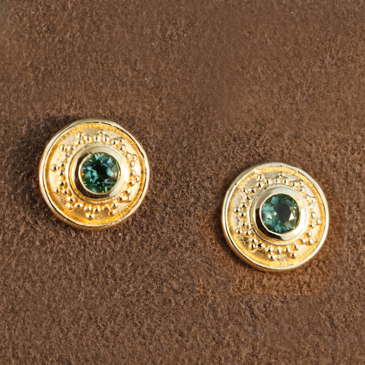Seafoam Green Tourmaline Granulated Earrings