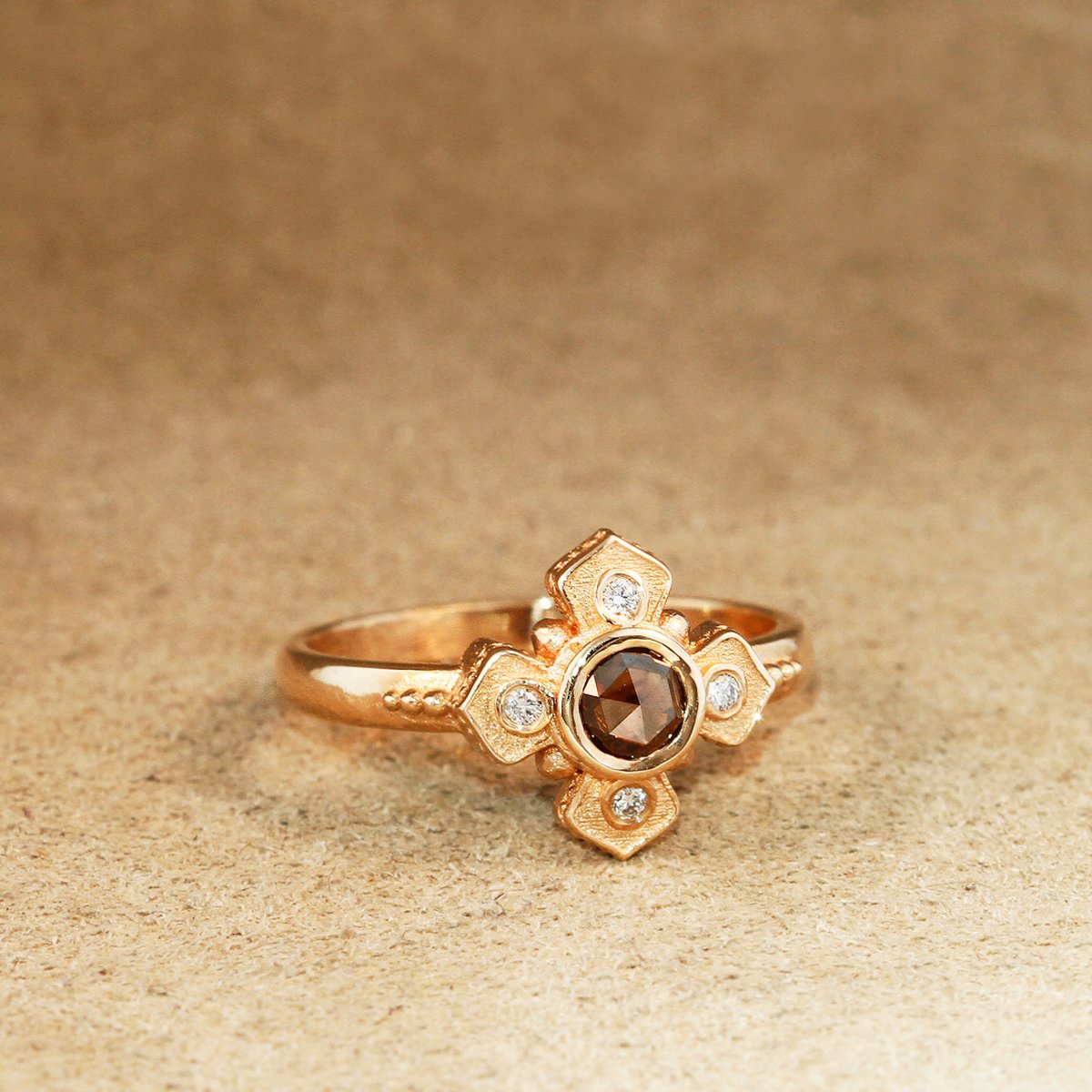 Persephone Brown Diamond Ring, 14k Rose Gold
