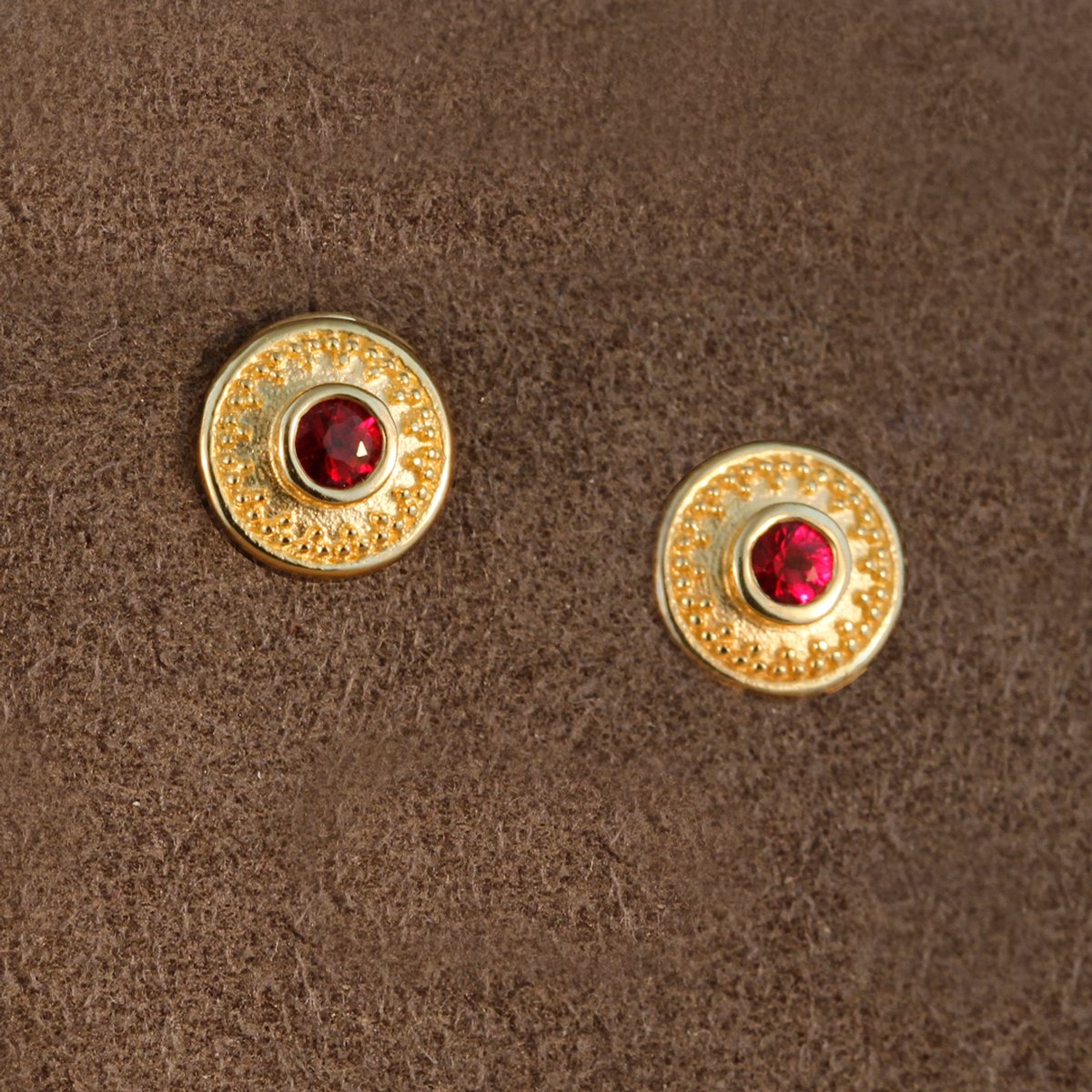 Ruby Earrings, Granulated Small