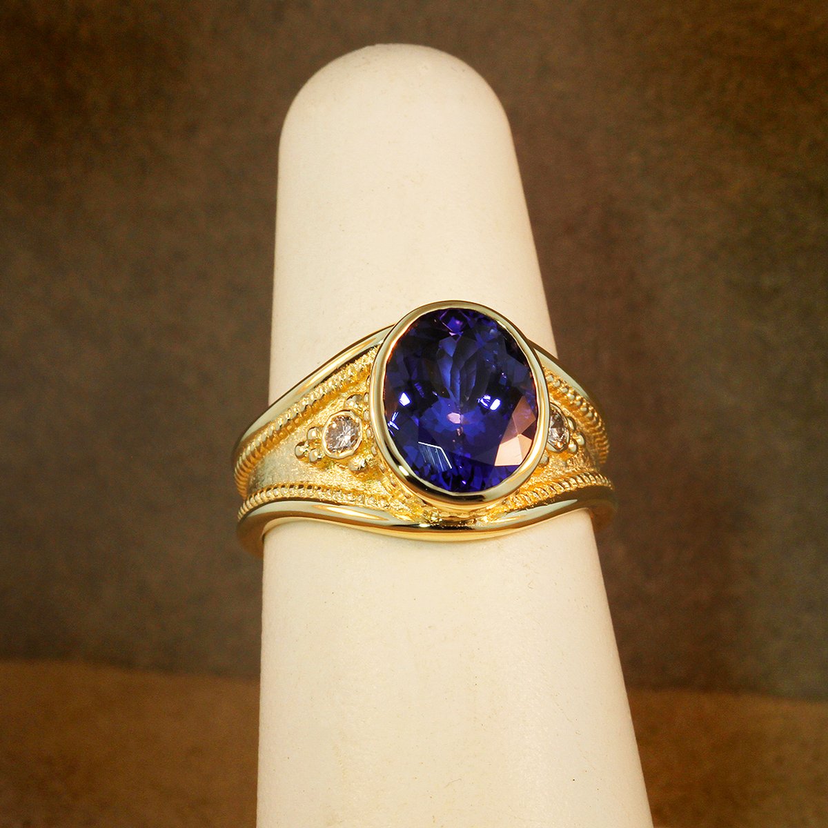 Etruscan Tanzanite and diamond ring