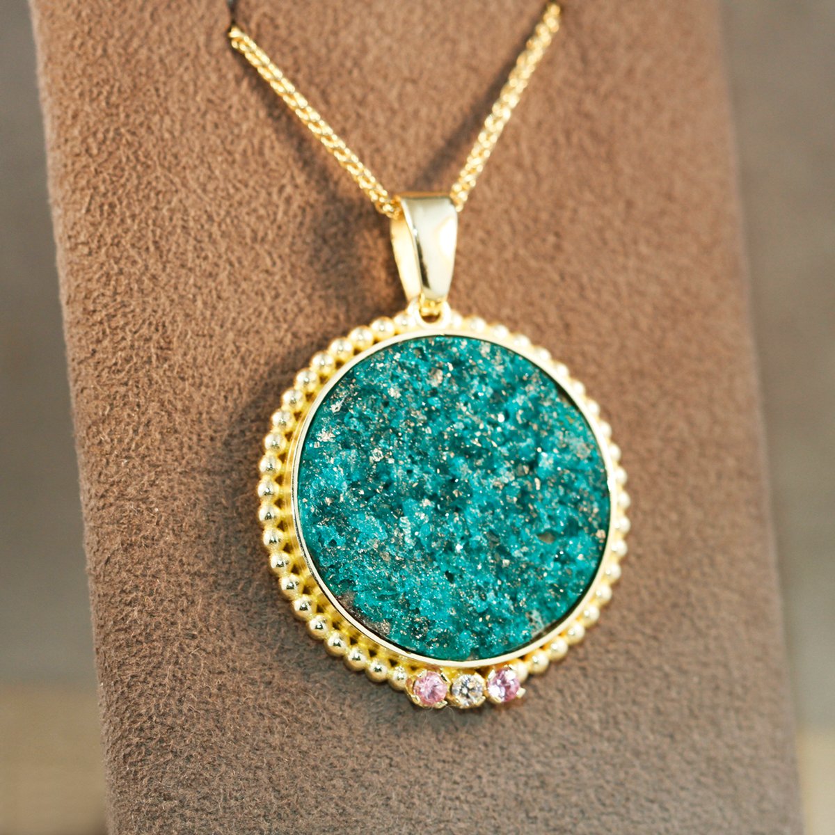 Granulated Dioptase Pendant