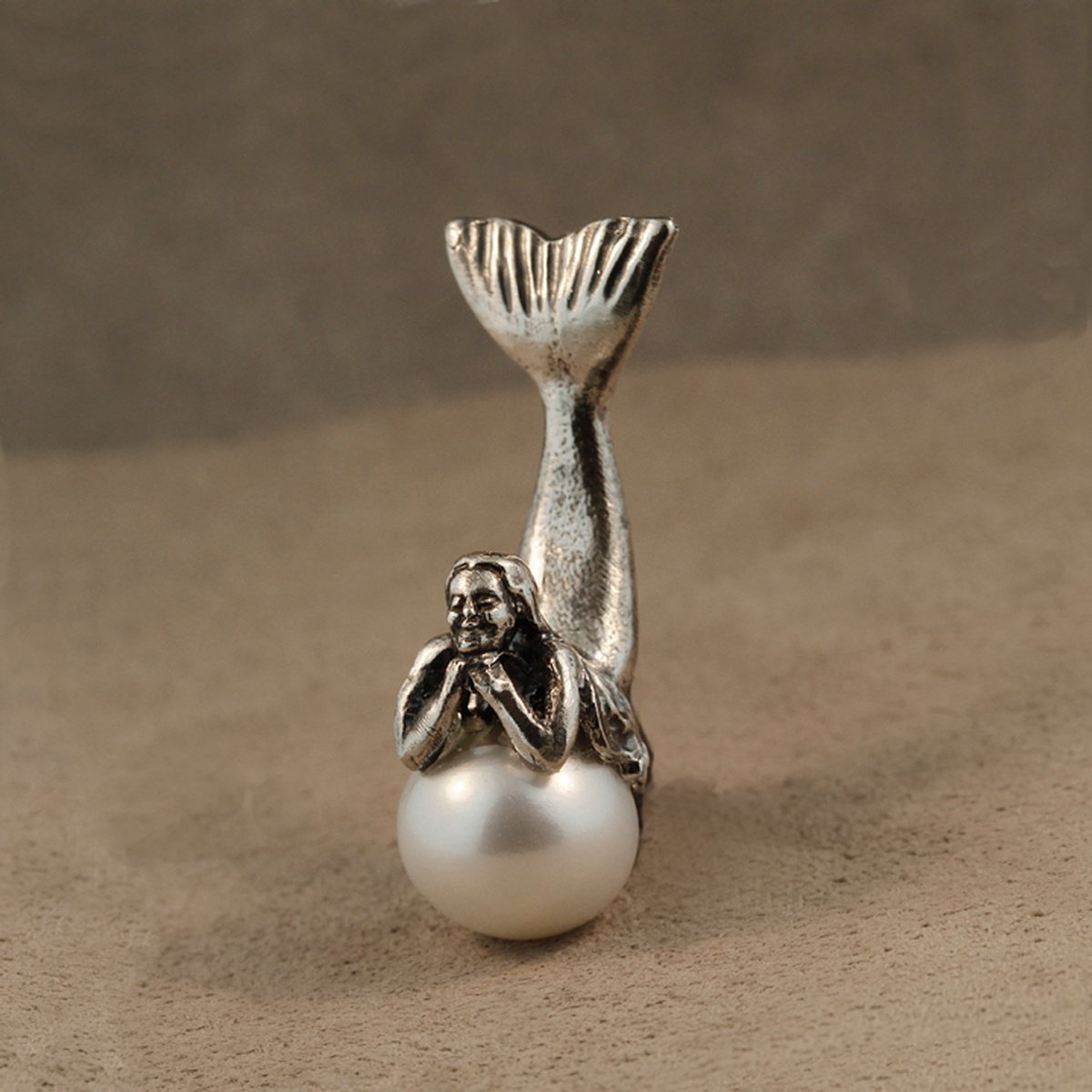 Mermaid Resting on a Pearl, Medium Lorelai, Sterling with Fresh Water Pearl