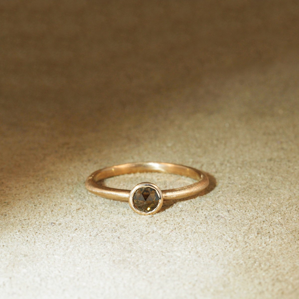 Minima Series Coffee Brown Diamond Ring in 14k Rose Gold