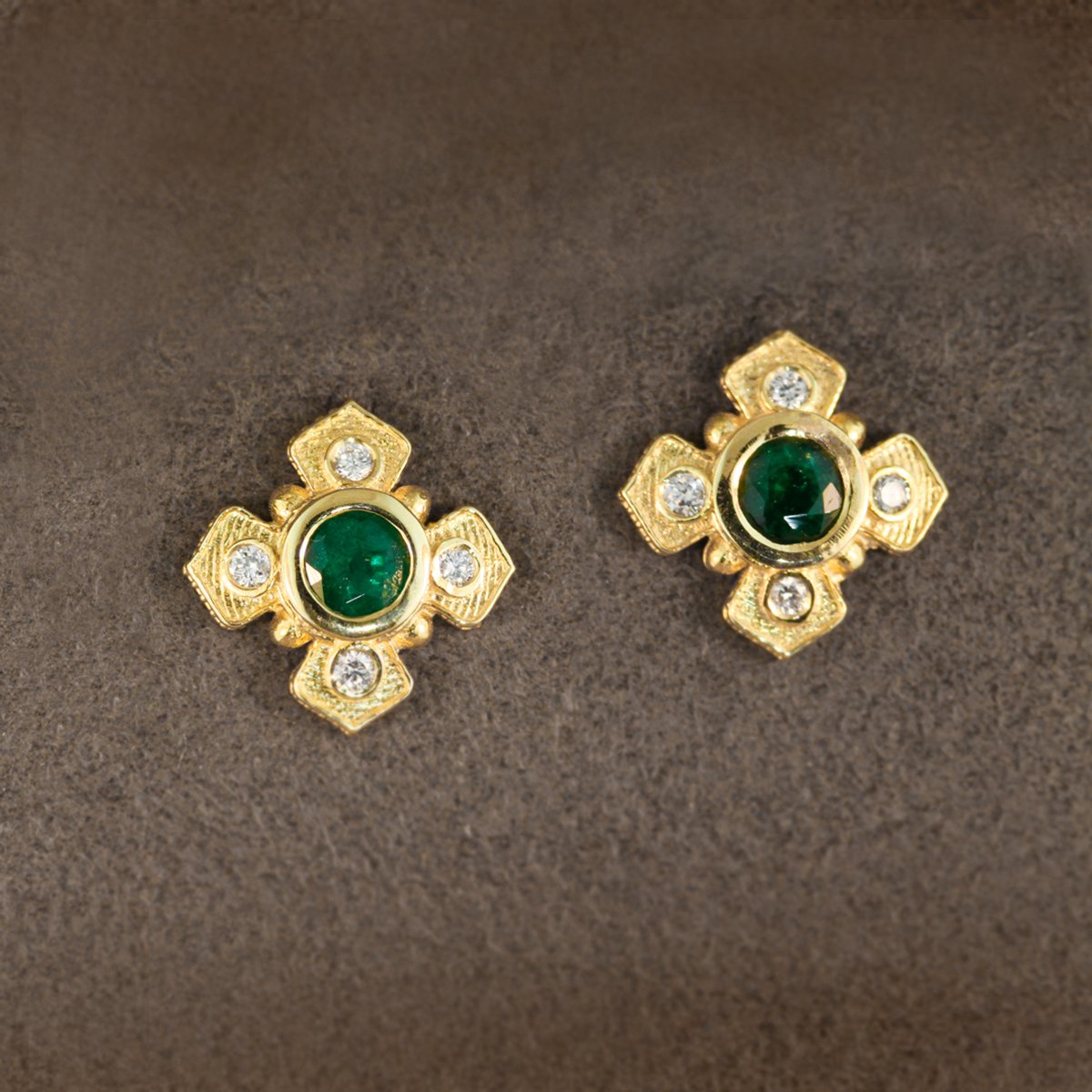 Persephone 14K Gold, Emerald and Diamond Earrings