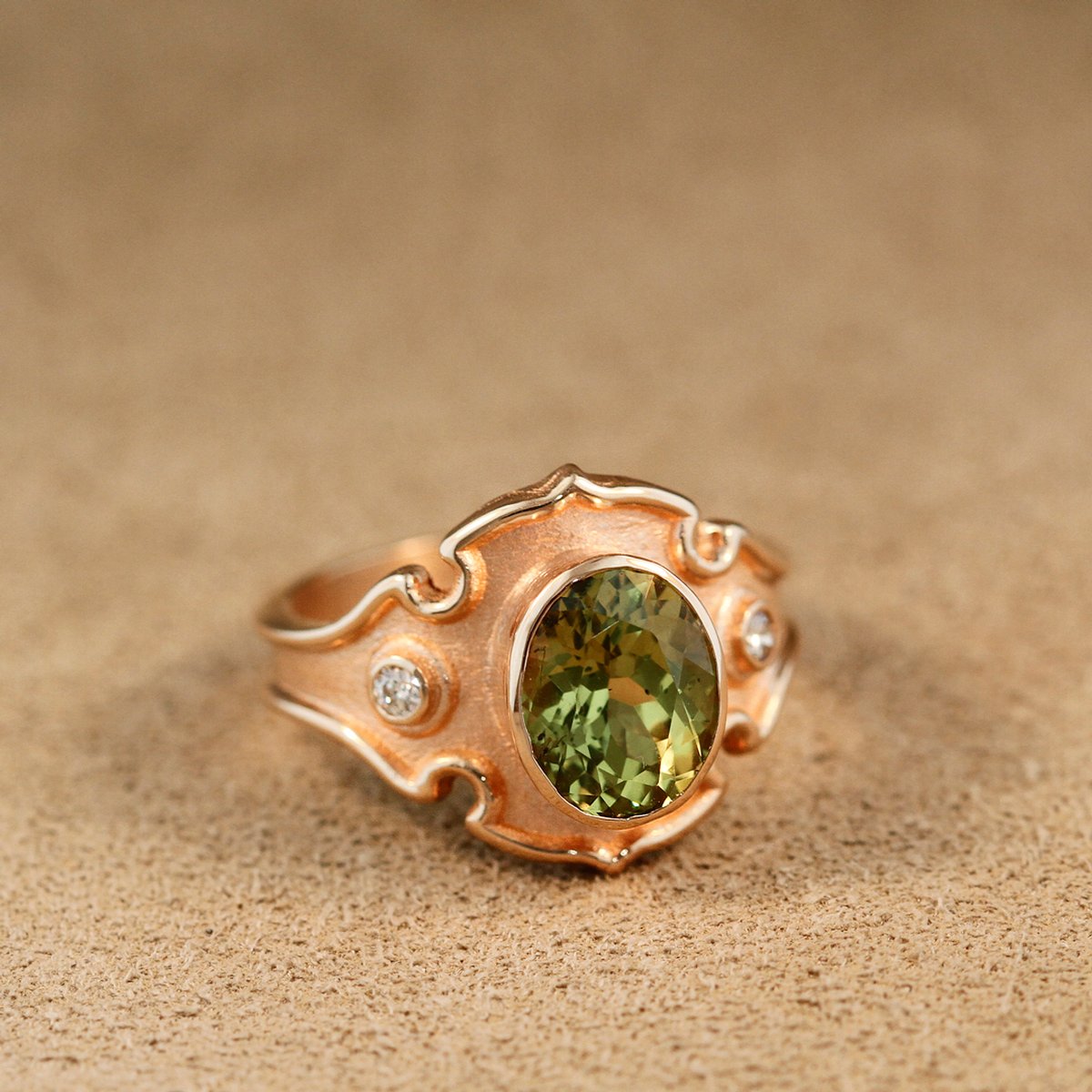 Rose Gold and Chrysoberyl Quatrefoil Ring