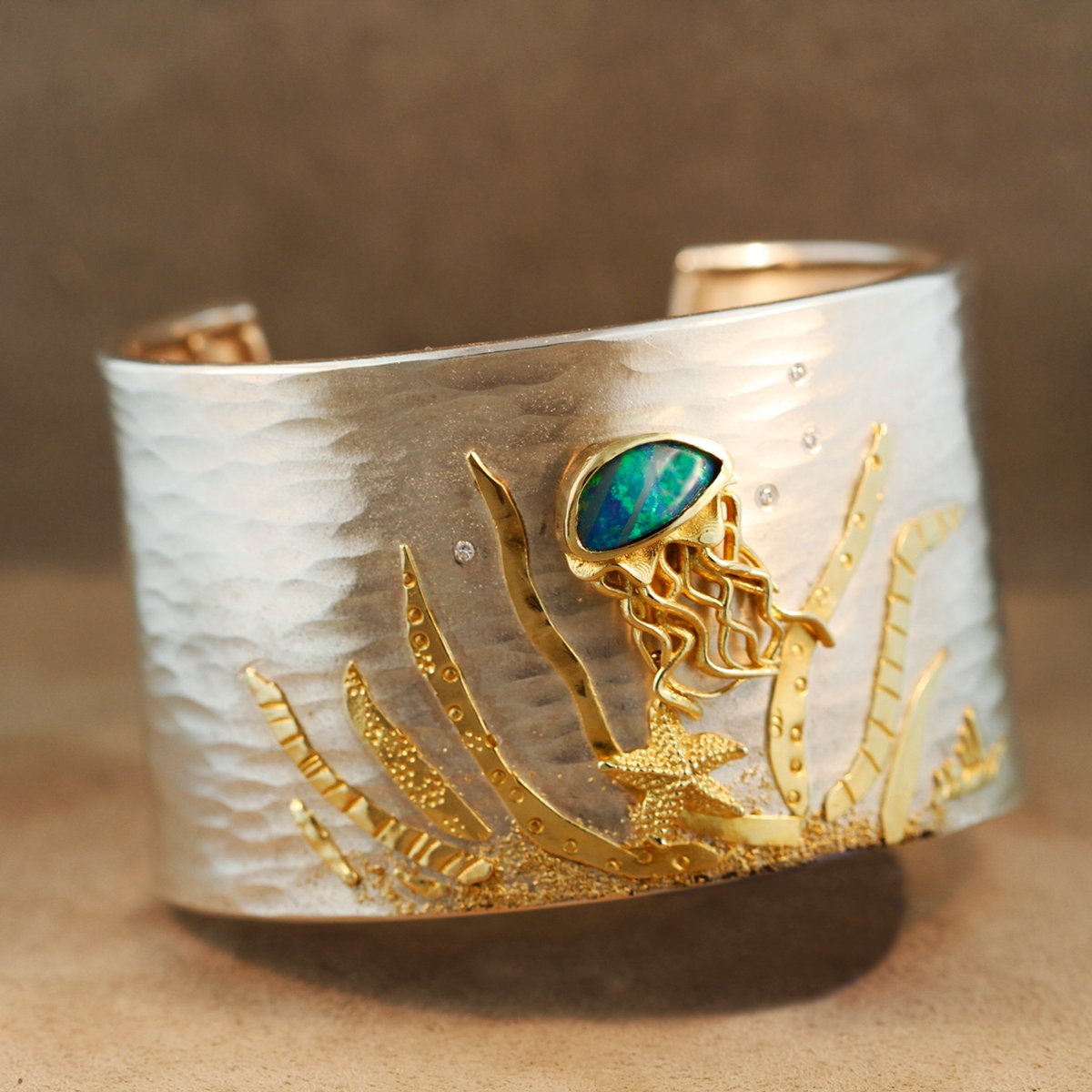 Seascape Cuff in 22K Gold, 18K Gold, Opal and Diamond #10