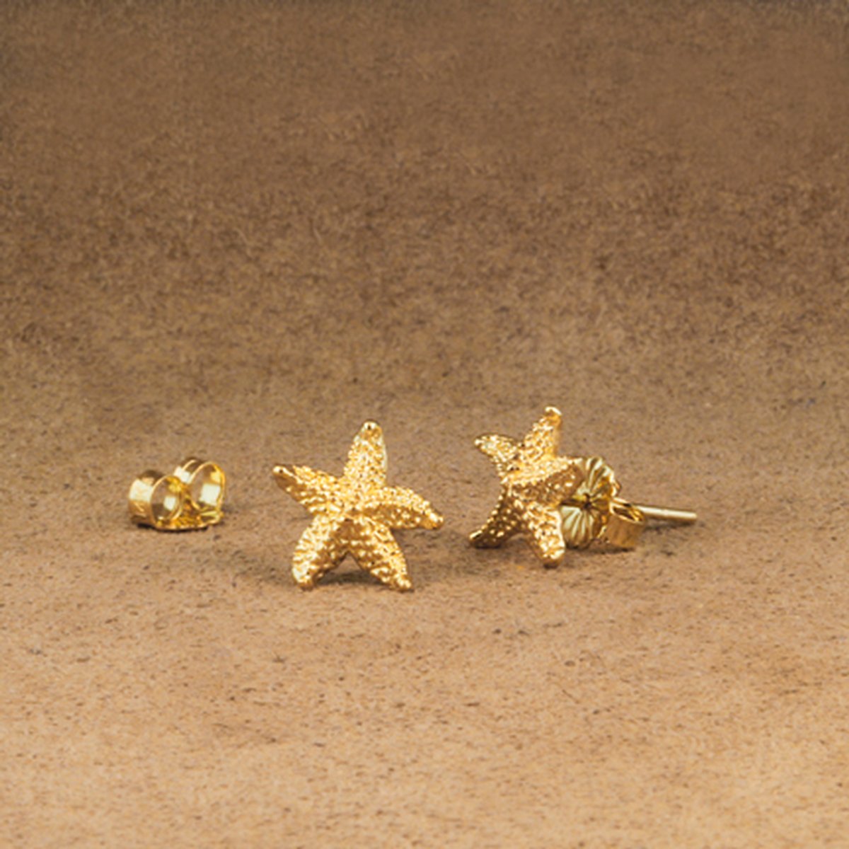Granulated Starfish Earrings, Small 