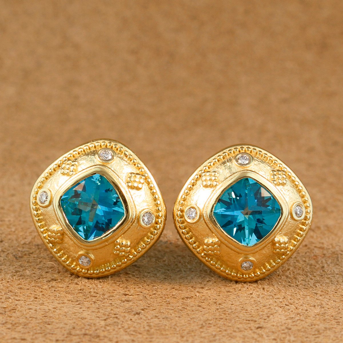 Venice Earrings with Paraiba Blue Topaz, Large