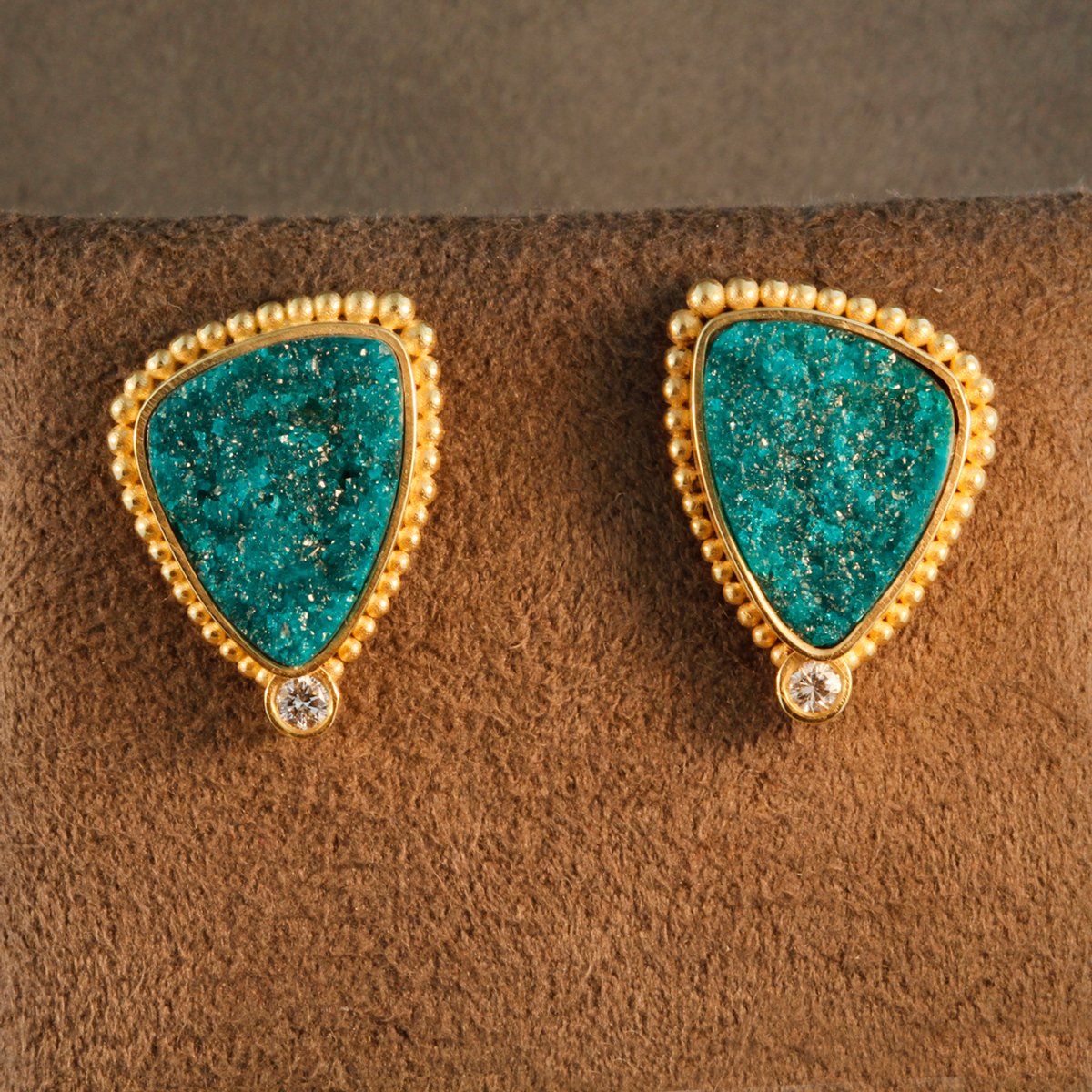 Green Druzy Earrings