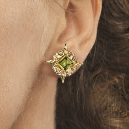 Icicle Diamond Earrings with Peridots