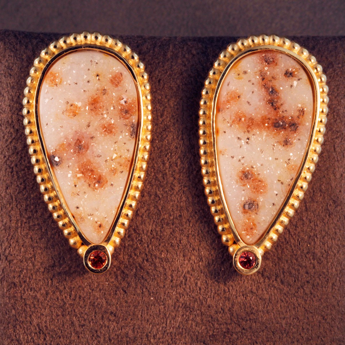 Long Calico Druzy Earrings